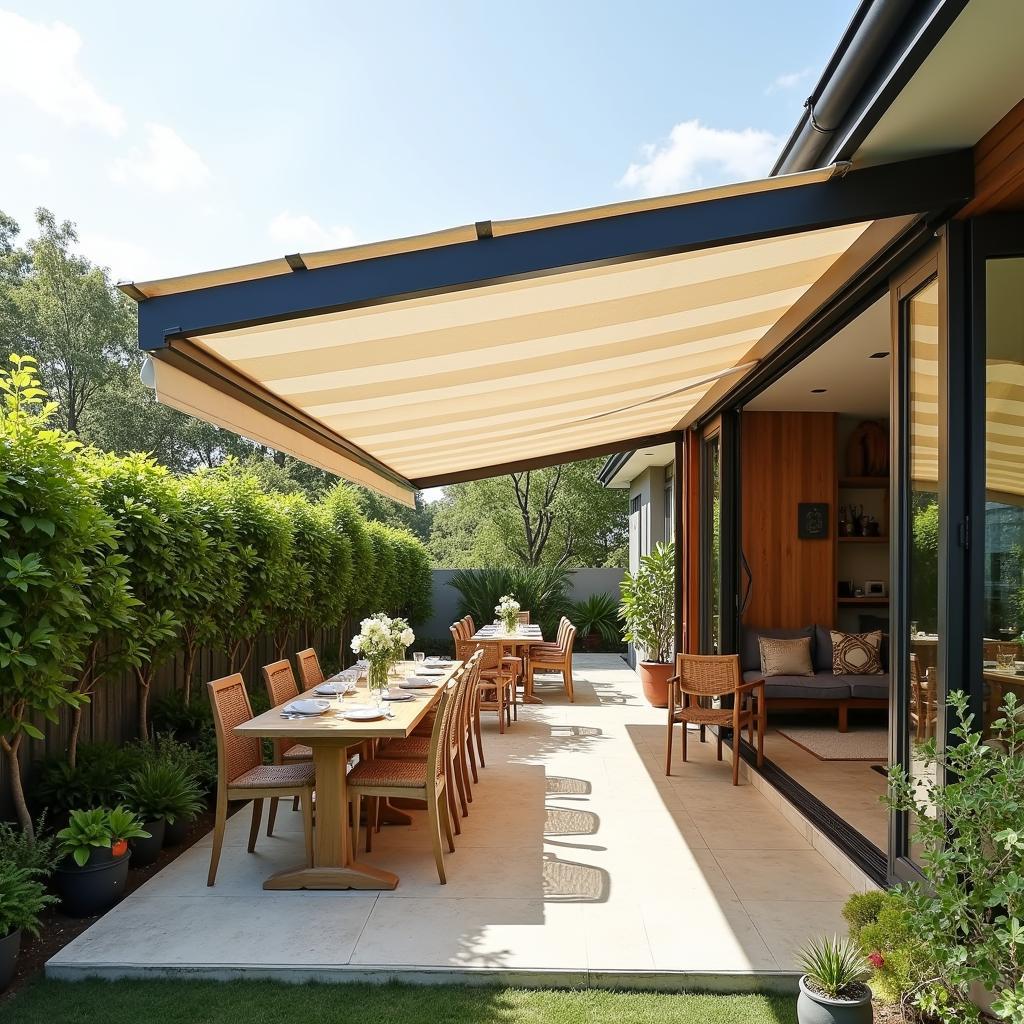 Thi công mái xếp Đà Lạt cho quán cafe sân vườn, tạo không gian mở với view đẹp, thoáng đãng